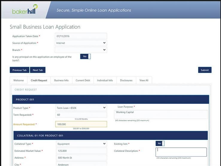 screenshot of Baker Hill NextGen